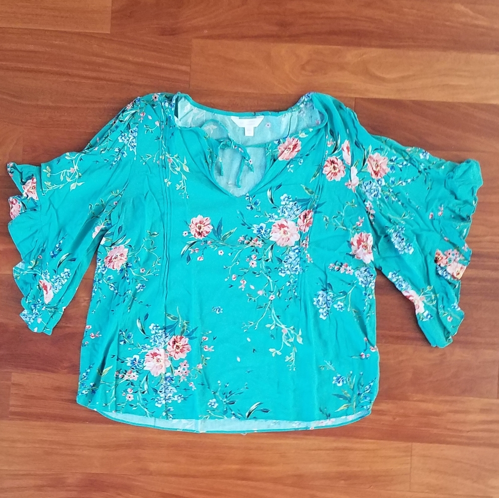 Floral Blouse with Bell Sleeves